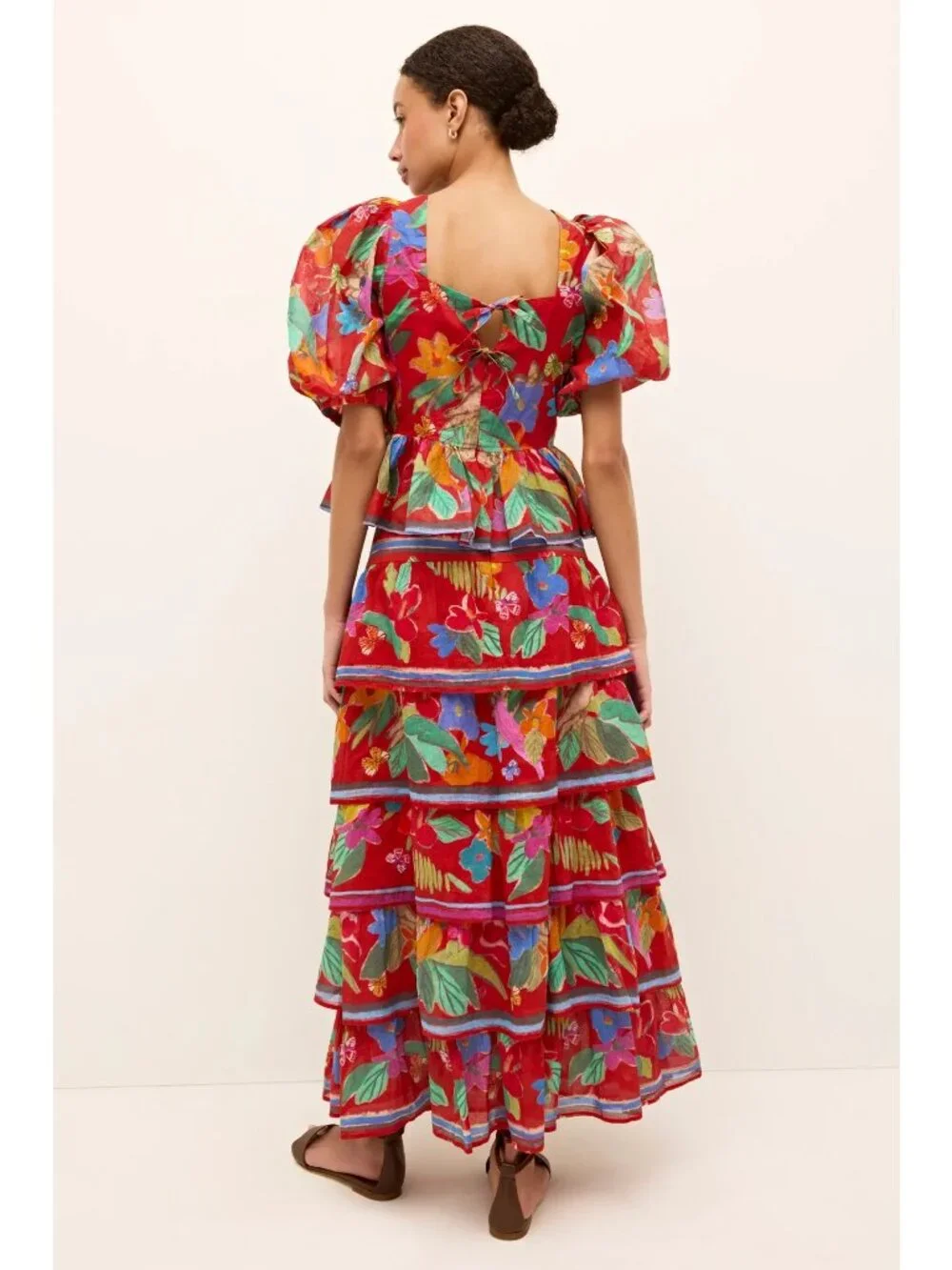 Marie Oliver Christie Floral Cotton Tiered Midi Skirt Womens Long